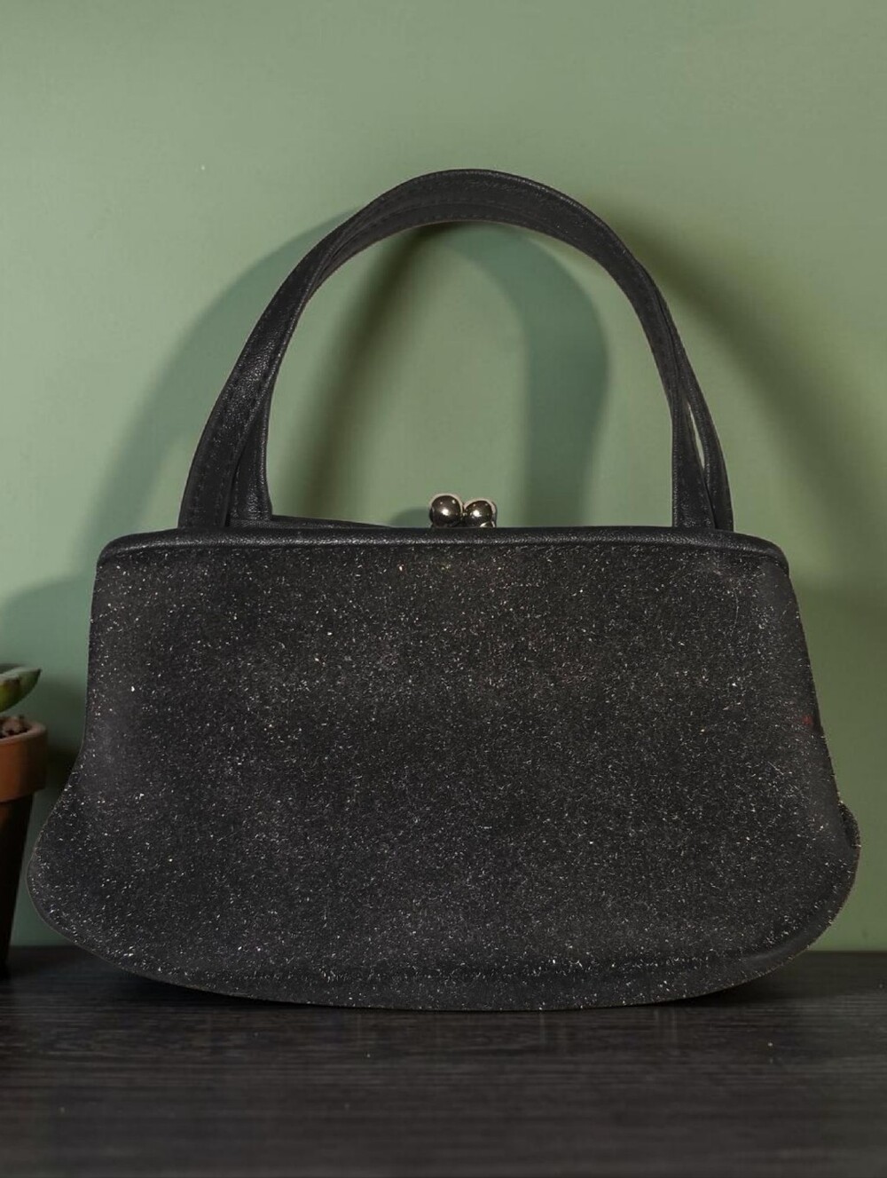 Sparkling Black Double Kisslock Mini Clutch